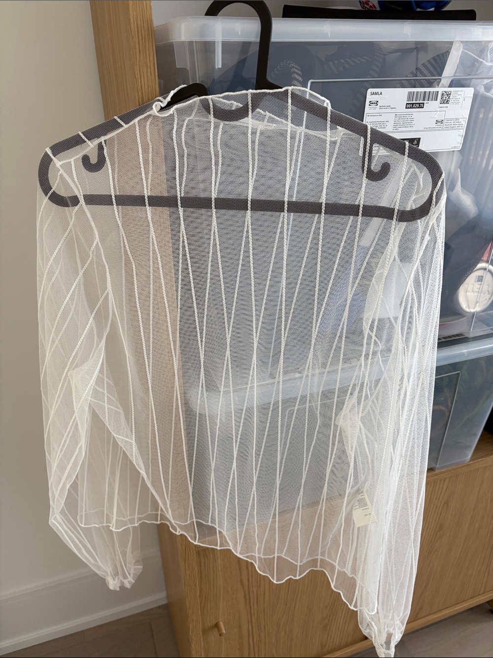 Oak and fort Sheer White Striped Mesh Top